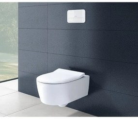 Set vas WC rimless suspendat, Villeroy&amp;Boch Soul, cu capac inchidere lenta, rezervor si clapeta ViConnect