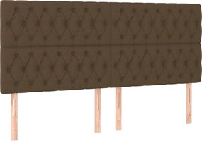 vidaXL Tăblie de pat maro închis 200x7x118/128 cm, material textil