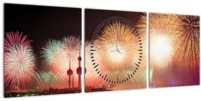 Tablou cu artificii (cu ceas) (90x30 cm)