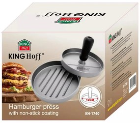 Presa pentru burgeri Kinghoff KH 1740, 12 cm, Acoperire antiaderenta, Gri