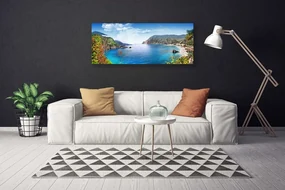 Tablou pe panza canvas Bay Peisaj Gri Maro Verde Albastru