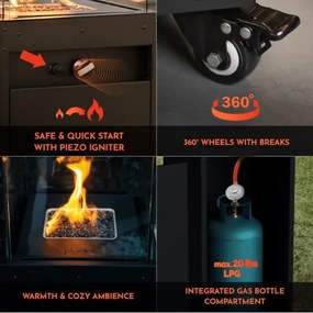 Șemineu de exterior pe gaz Planika Faro GAS 142x36 cm 8kW gri + capac de protecție