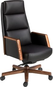 Scaun de birou modern piele sintetica si lemn Black