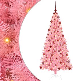 vidaXL Brad de Crăciun cu 300 LED cu suport Roz 180 cm PVC