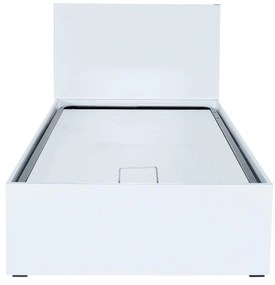 Pat de o persoană 90 cm Kalabora (cu somieră) (cu sp. depozitare) (alb). 1108497