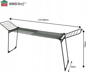 Uscător de rufe Kinghoff KH 2045, 30 m, până la 25 kg, pliabil, oțel, negru