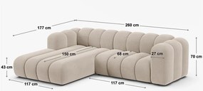 Colțar crem cu tapițerie din chenille (cu colț pe partea stângă/cu șezlong) Lupine – Micadoni