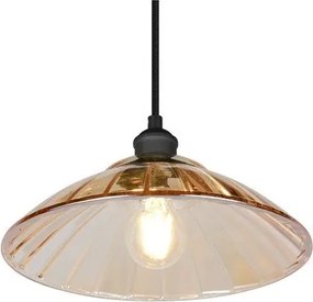 Lustră neagră/chihlimbar din metal cu abajur din sticlă ø 29,5 cm Eluna – Reality