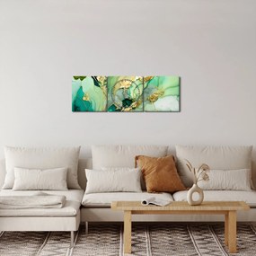 Tablou - Abstractizare verde (cu ceas) (90x30 cm)