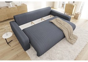 Canapea gri închis extensibilă, cu spațiu de depozitare, cu tapițerie din catifea reiată 234 cm Sara – Ropez