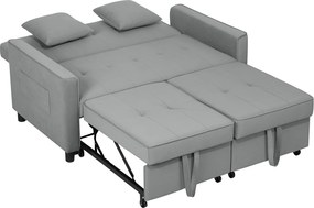 HOMCOM Canapea 4-în-1, Canapea reglabilă, Canapea-pat, cu perne, husă din material textil, pentru living, dormitor, Gri | Aosom Romania