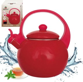 Ceainic cu fluier Kinghoff KH 2080, 2 l, interior emailat, compatibil cu plitele cu inducție, roșu
