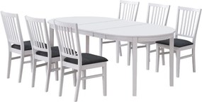 Scaun de dining din lemn de cauciuc cu șezut gri Rowico Wittaskar, alb