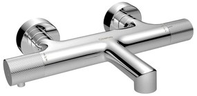 Baterie argintiu-lucios pentru cadă cu montare pe perete (2 ieșiri) Solaris – Sapho