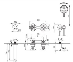 🚿 Set de duș TEMISTO, montare încastrată, cu pipa, finisaj cromat – Cod BQT_018P