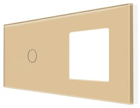 Panou Intrerupator Simplu cu Touch si Priza Simpla Din Sticla LUXION