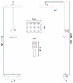 Coloana de dus cu termostat Rea Tom palarie 1 functie negru mat