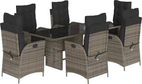 vidaXL Set mobilier de grădină cu perne, 7 piese, gri, poliratan