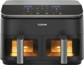 La mâna a doua: Friteuza cu aer cald Cosori Dual Basket CAF-R901-AEU, 1750 W, 8.5 L, 8 programe, Timer, Ecran tactil, Negru