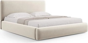 Pat tapitat cu tablie si lada depozitare, Colonel, Cosmopolitan Design, 180x200 cm, catifea, bej deschis