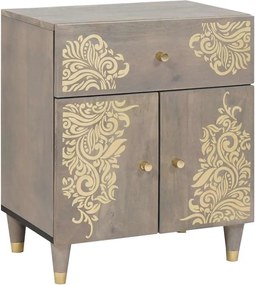 vidaXL Noptieră cu ușă Gri 50 x 33 x 60 cm Lemn de mango solid