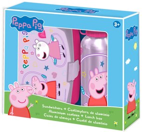 Purcelușa Peppa Set cutie sandvișuri Jump Rope + sticlă de aluminiu