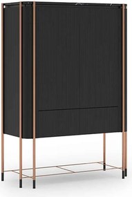 Bufet lemn masiv Înalt Calista Negru-Rose Gold L 104 x A 50 x H 150 cm - Marmura naturala