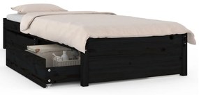 3103457 vidaXL Cadru de pat cu sertare, negru, 75x190 cm 2FT6 mic, single