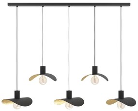 Lustră pe cablu Eglo 390396 SACEDA 5xE27/40W/230V negru/auriu