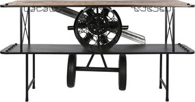 Consolă tip bar din metal și lemn, negru, "Airplane"