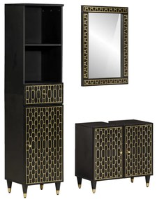 vidaXL Set mobilier de baie, 3 piese, lemn masiv de mango