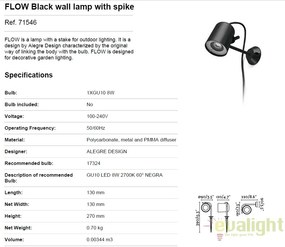 Aplica perete sau tarus exterior design modern decorativ FLOW negru 71546
