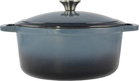 Oală fontă emailată cu capac Perfect Home 15720, 28 cm, 6.5 L, albastră