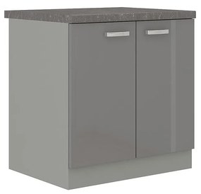Dulap inferior de bucătăriea 80 D 2F BB Multi (Gri + Gri lucios). 1070025