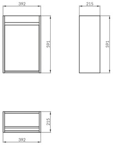 Mobilier suspendat, Cersanit, Crea, 40 cm, stejar