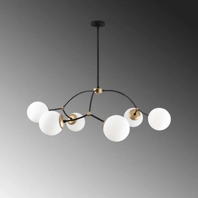 Lustra 6 Becuri Kromozom - 1021, Soclu E27, Max. 40W, Culoare Alb /Negru