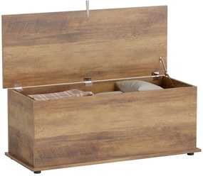 HOMCOM Ladă de depozitare, banc de depozitare cu capac rabatabil și balamale de siguranță, 100 x 40 x 40 cm, maro | Aosom Romania
