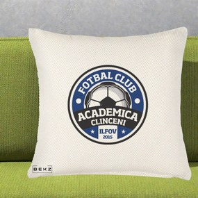 Perna Personalizata Academica Clinceni Fotbal Club, 40x40 cm, Crem Reliefat, Husa Detasabila, Perna Inclusa, BEKZ®