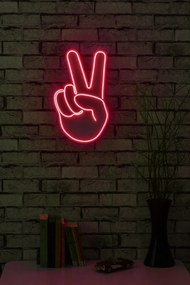 Decoratiune luminoasa LED de perete Victory Sign Rosu 29x44x2 cm