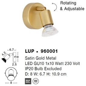 Aplica cu spot design minimalist LUP aurie
