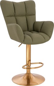 HR650W Scaun Khaki Piele Ecologica Premium Soft cu Bază Aurie