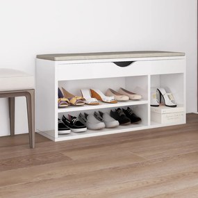 vidaXL Pantofar cu pernă, alb extralucios, 104x30x49 cm lemn prelucrat