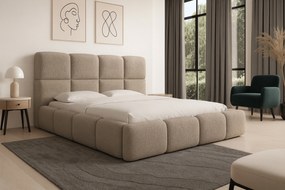 Pat tapițat Cloud 160x200 cu spațiu depozitare - bouclé bej deschis Quelle 02