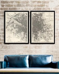 Tablou 2 piese Framed Art Vintage Paris Maps