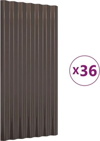 vidaXL Panouri de acoperiș 36 buc. oțel galvanizat maro 80x36 cm