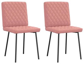vidaXL Scaune de sufragerie 2 buc piele artificială roz