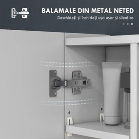 kleankin Dulap de Baie Montat pe Perete cu Oglindă și Rafturi Reglabile, Alb | Aosom Romania