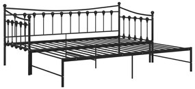 Cadru pat canapea extensibila, negru, 90x200 cm, metal Negru