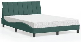 vidaXL Pat cu saltea, verde închis, 140x200 cm, catifea
