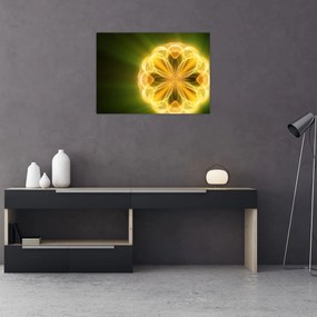 Tablou pe sticlă cu floare galbenă (70x50 cm)